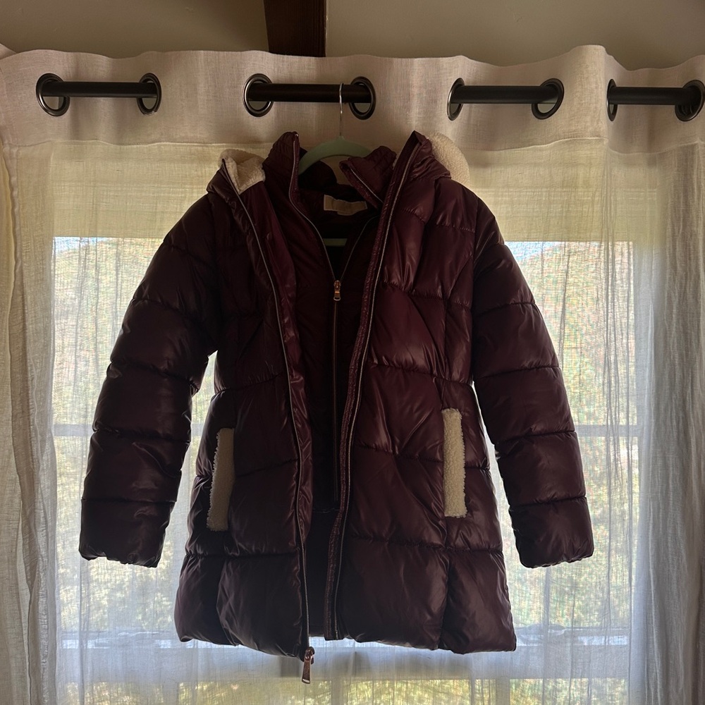 MICHAEL KORS Girls Puffer Winter Coat Maroon Size 14